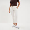 Pantalon chino 7/8&egrave;me ceinture tress&eacute;e ecru femme