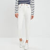 Pantalon droit taille haute ivoire femme