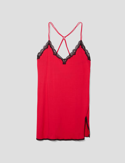 Nuisette à bretelles dos croisé rouge femme