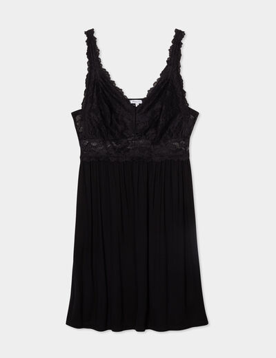 Combinette avec dentelle noir femme grande taille