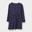 Robe évasée manches longues coton bleu marine fille
