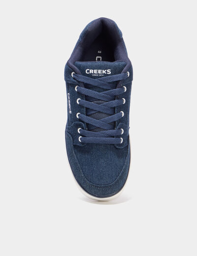 Tennis basses en toile &agrave; lacets bleu marine homme