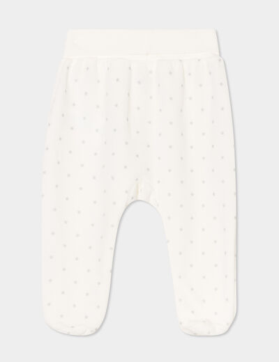 Lot 2 pantalons effet velours coton blanc b&eacute;b&eacute;