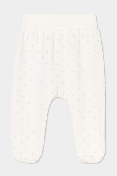 Lot 2 pantalons effet velours coton blanc b&eacute;b&eacute;