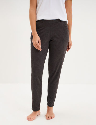 Pantalon de pyjama ajust&eacute; gris fonc&eacute; femme