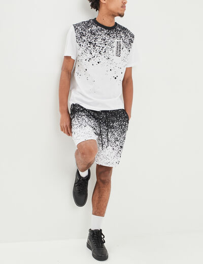 Short jogging droit à coulisse blanc homme