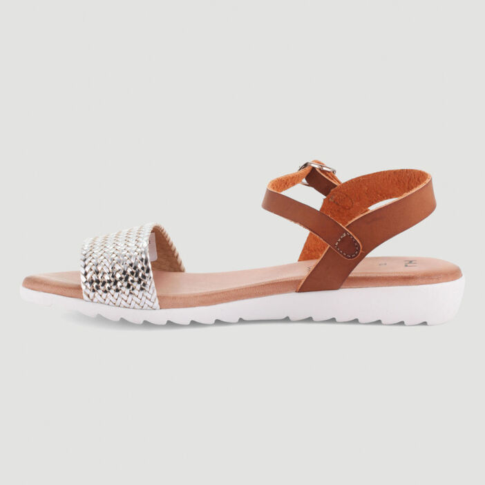 Sandales à bride tressée femme couleur argent