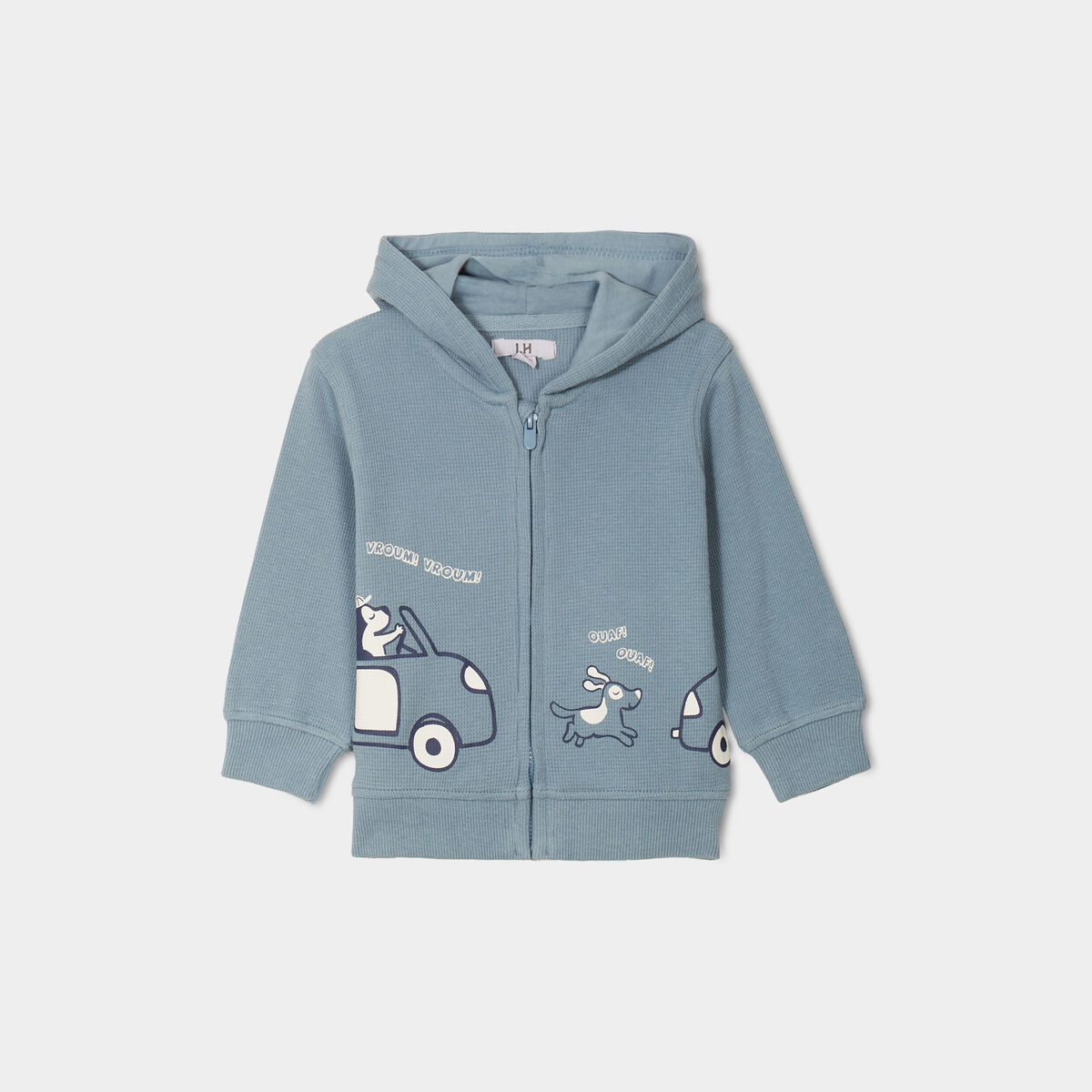 Sweat zippé à capuche coton gris bébé garçon