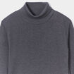 T-shirt coton col roul&eacute; manches longues gris fonc&eacute; gar&ccedil;on