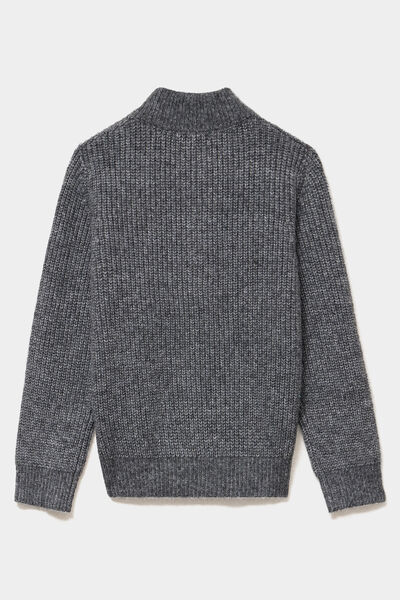Pull droit col camionneur gris gar&ccedil;on