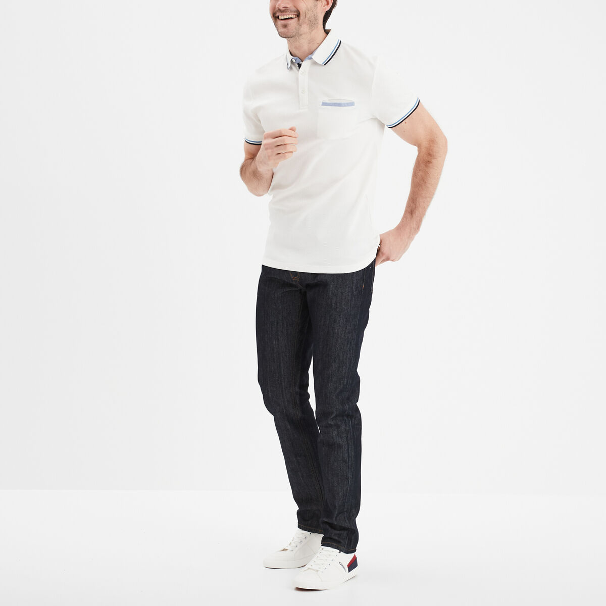 Jeans straight denim 5 poches denim brut homme