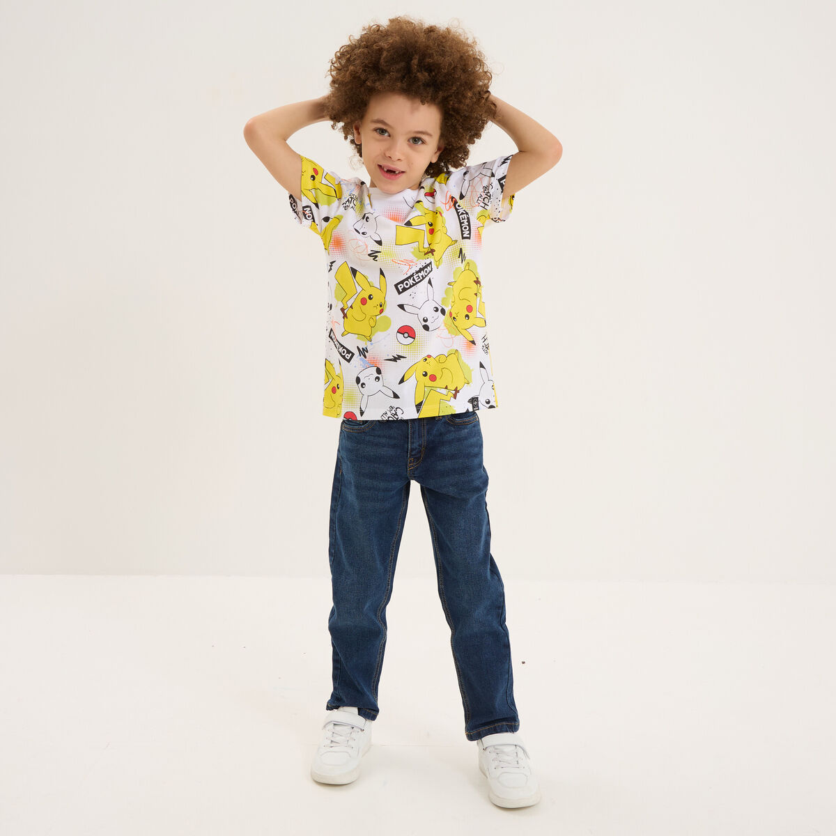 T-shirt manches courtes Pokémon Pikachu blanc garçon