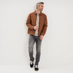 Blouson zipp&eacute; doubl&eacute; col &agrave; revers marron homme