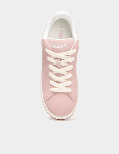 Tennis basses &agrave; lacets rose femme