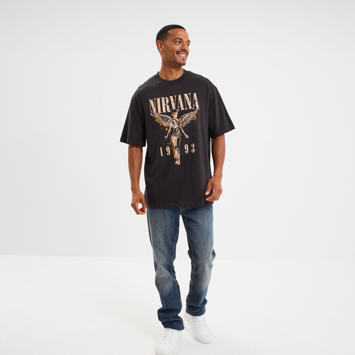 T-shirt manches courtes coton Nirvana gris foncé homme