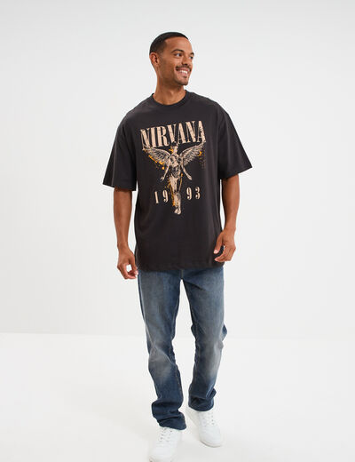 T-shirt manches courtes coton Nirvana gris foncé homme