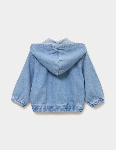 Blouson en jean &agrave; capuche coton denim bleach b&eacute;b&eacute; gar&ccedil;on