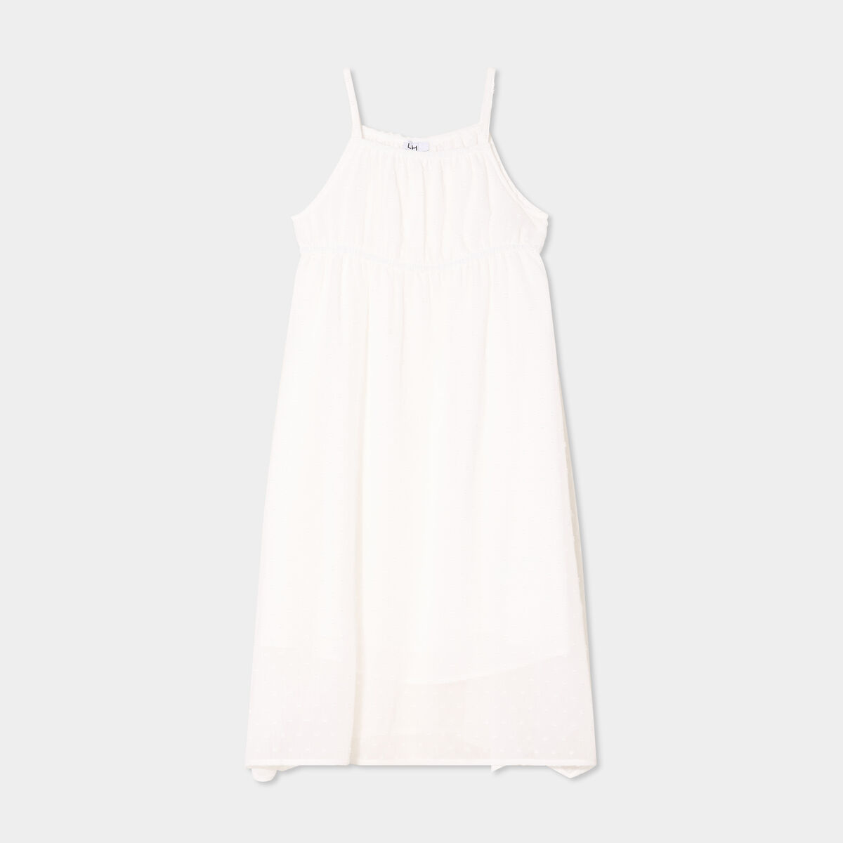 Robe plumetis bas asymétrique ivoire fille