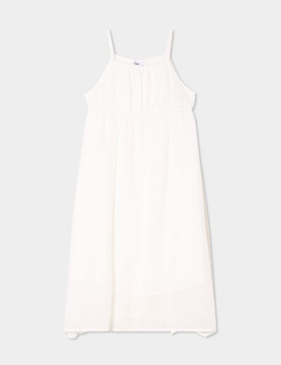 Robe plumetis bas asymétrique ivoire fille