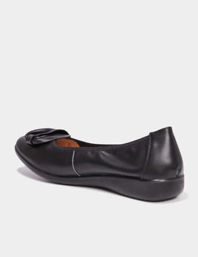 Ballerines pied large en cuir Walking noir femme