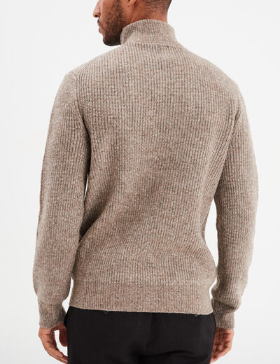 Gilet col camionneur zippé côtelé taupe homme
