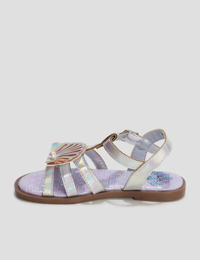 Sandales holographiques gris argent fille