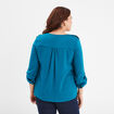 Blouse effet satin col tunisien bleu canard femme grande taille