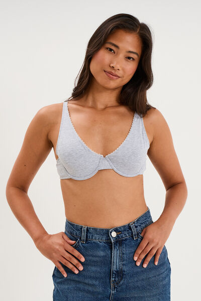Soutien-gorge foulard coton majoritaire gris clair femme