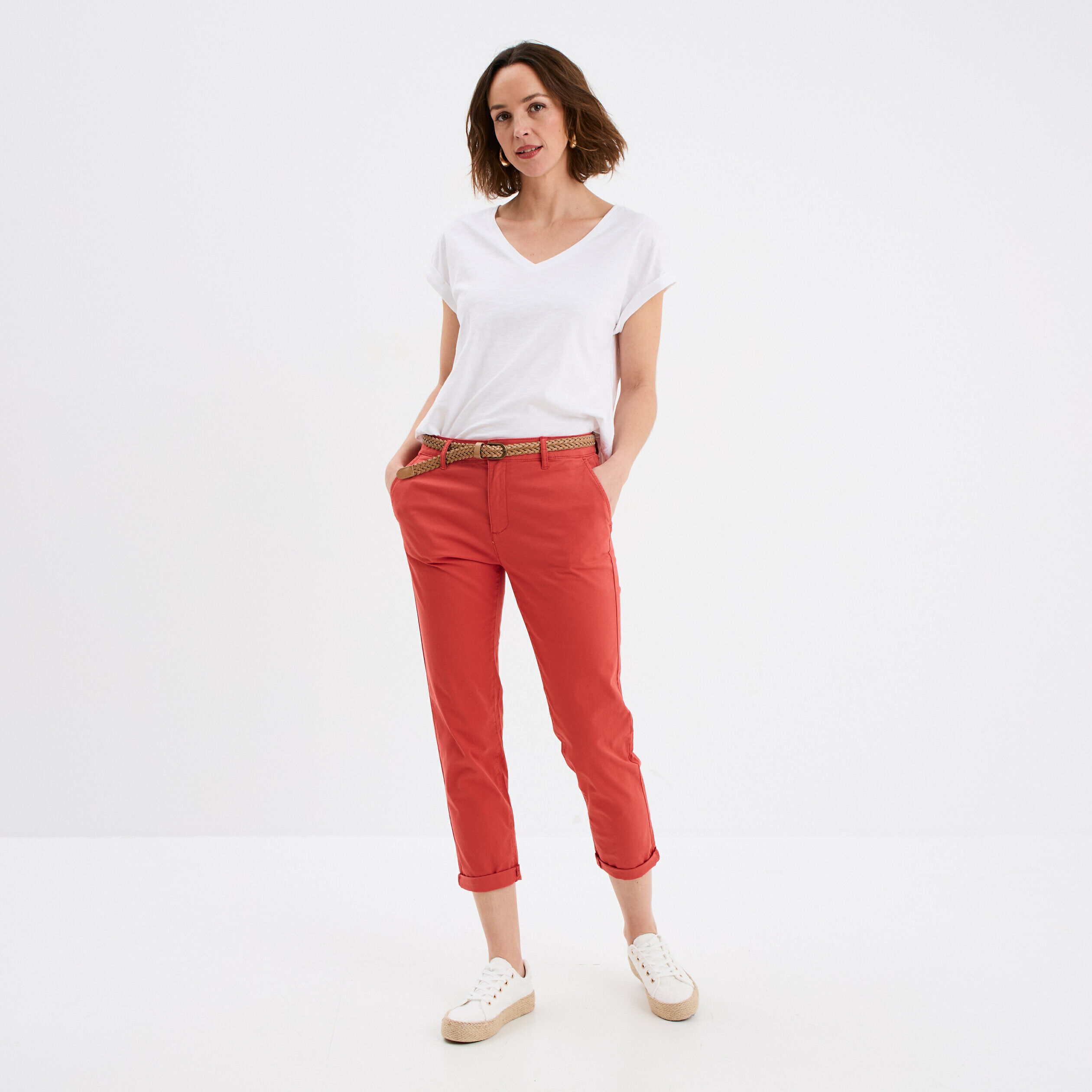 Pantalon Chino Femme Couleur Pêche/corail - Taille 12 - Occasion Très Bon état