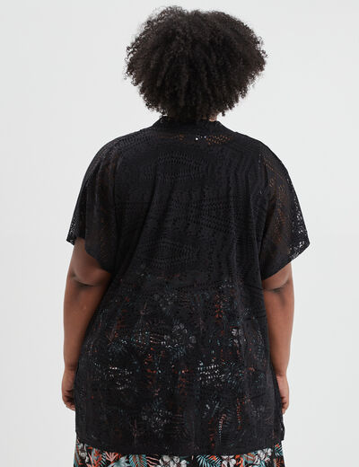 Gilet manches courtes ajouré noir femme grande taille