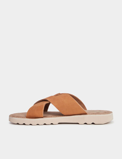 Sandales en cuir sable homme