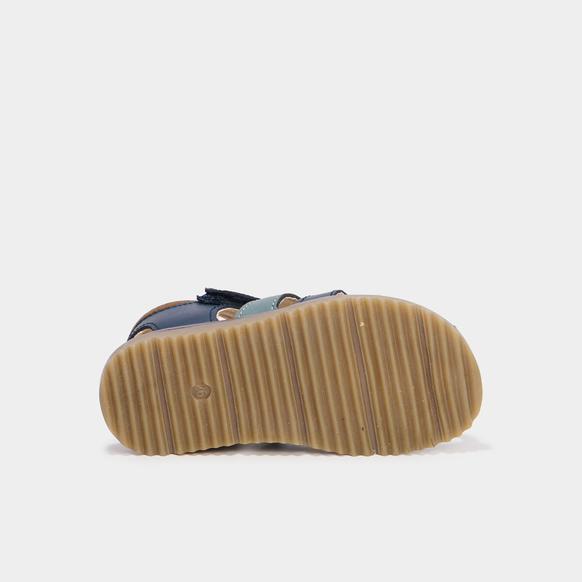 Sandales &agrave; scratchs en cuir bleu marine gar&ccedil;on