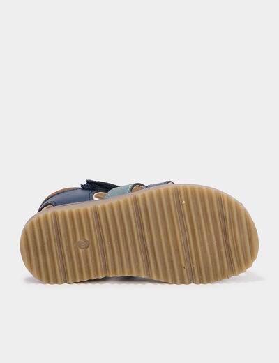 Sandales à scratchs en cuir bleu marine garçon