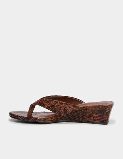 Mules &agrave; talons compens&eacute;s marron femme