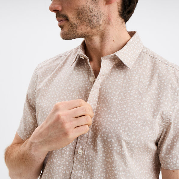 chemise droite manches courtes coton beige homme Chemise droite manches courtes coton beige homme
