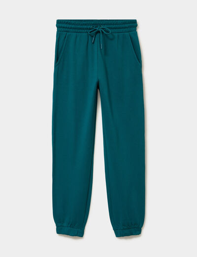 Pantalon de jogging molletonn&eacute; vert fonc&eacute; femme