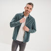 Surchemise en jean coton d&eacute;lav&eacute; vert fonc&eacute; homme