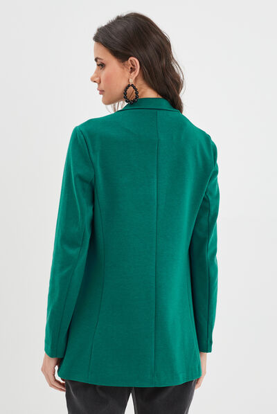 Veste blazer droite vert émeraude femme