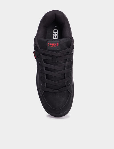 Tennis à lacets bout rond noir homme