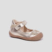 Babies à scratchs métallisées en cuir rose bébé fille
