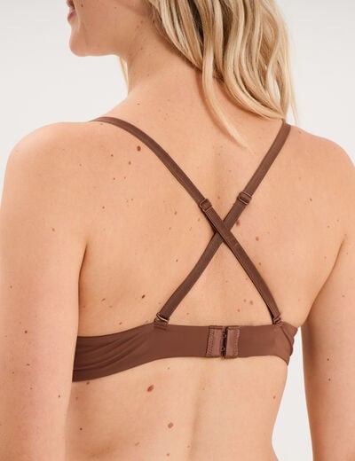 Soutien-gorge triangle bretelles fines marron femme