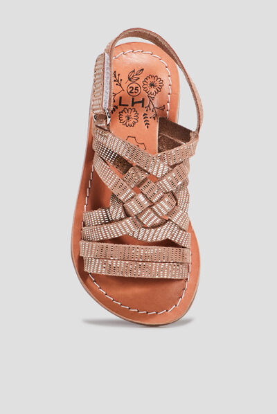 Sandales en cuir couleur bronze fille