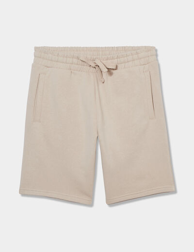 Short jogging molletonné droit beige homme