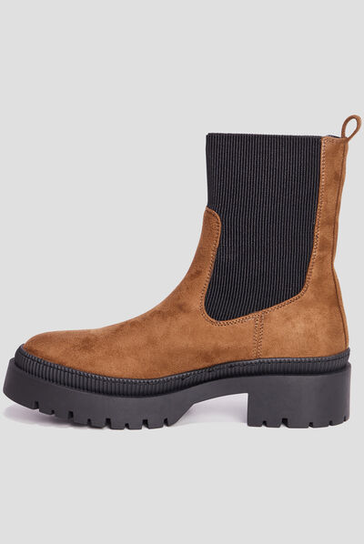 Bottines ranger avec élastiques marron femme