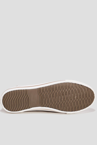 Baskets basses en toile &agrave; lacets sable homme