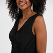 Robe longue plissée sans manches col V noir femme