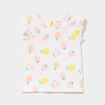 T-shirt relief&eacute; manches volants coton blanc b&eacute;b&eacute; fille