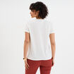 T-shirt col en V manches courtes blanc femme