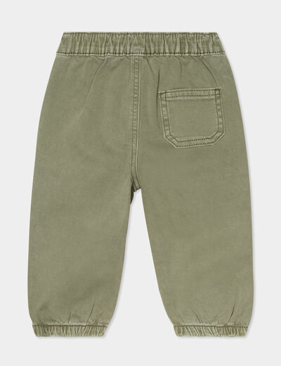 Pantalon jogger bas élastiqué coton vert kaki bébé garçon