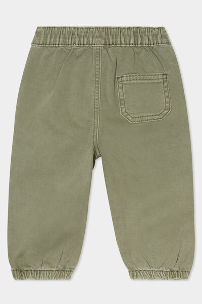 Pantalon jogger bas &eacute;lastiqu&eacute; coton vert kaki b&eacute;b&eacute; gar&ccedil;on